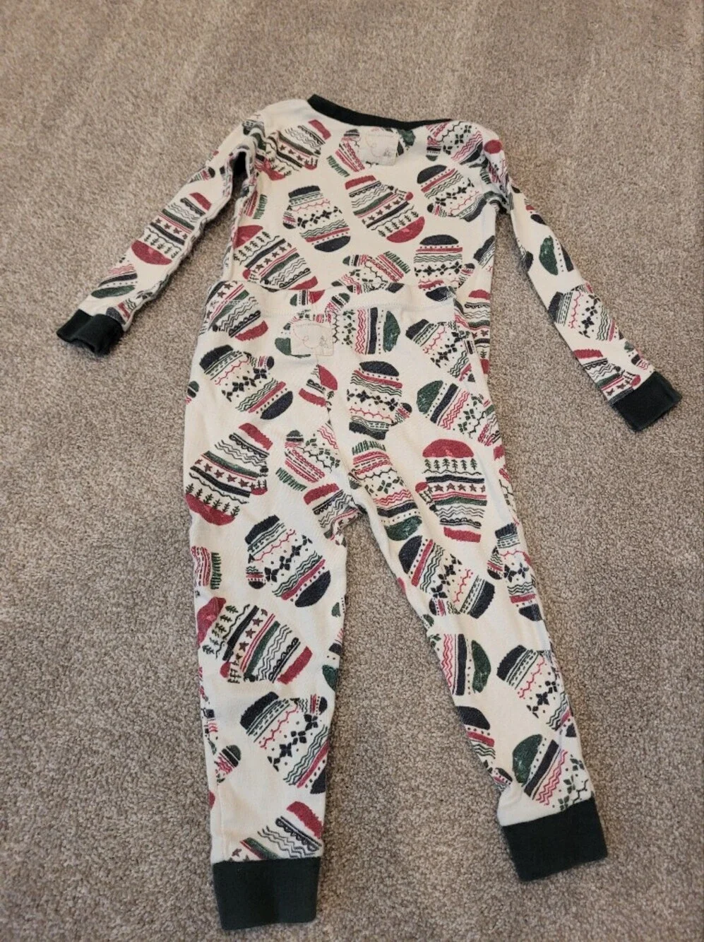 Burt's Bees Baby Kids Cream Holiday Hat Print Pajamas Size 18 Months